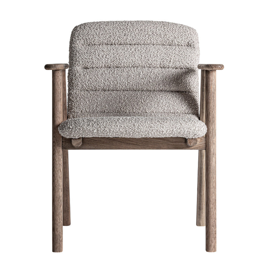 Jacquard karfás szék elölnézet – buklé kárpitozott háttámlával