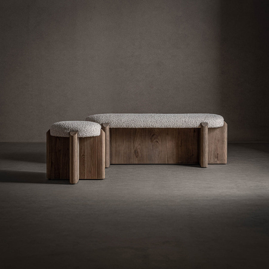 Jacquard pad és ülőke enteriőrben – naturális, modern kompozíció