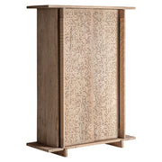 Natúr nyírfa gardróbszekrény perspektívikus nézet – perforált tolóajtókkal