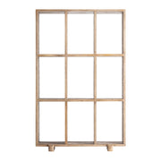 Natúr nyírfa Jacquard könyvespolc frontális nézetben – kilenc rekesszel