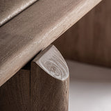 Tömör nyírfa élképzés közelről – Jacquard étkezőasztal lekerekített sarok