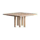 Mangófa Jacquard étkezőasztal traventin betétes asztallappal – perspektivikus nézet