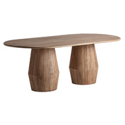 Jacquard étkezőasztal oldalnézet – ovális lap és facsiszolt talpkialakítás