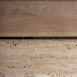 Barna-bézs árnyalatú márványbetét közelről – Jacquard dohányzóasztal