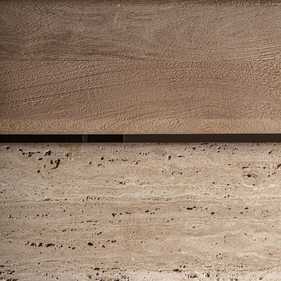 Barna-bézs árnyalatú márványbetét közelről – Jacquard dohányzóasztal