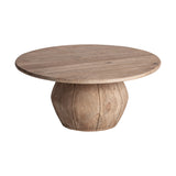 Jacquard dohányzóasztal oldalnézet – tömör mangófa lap és faragott talapzat