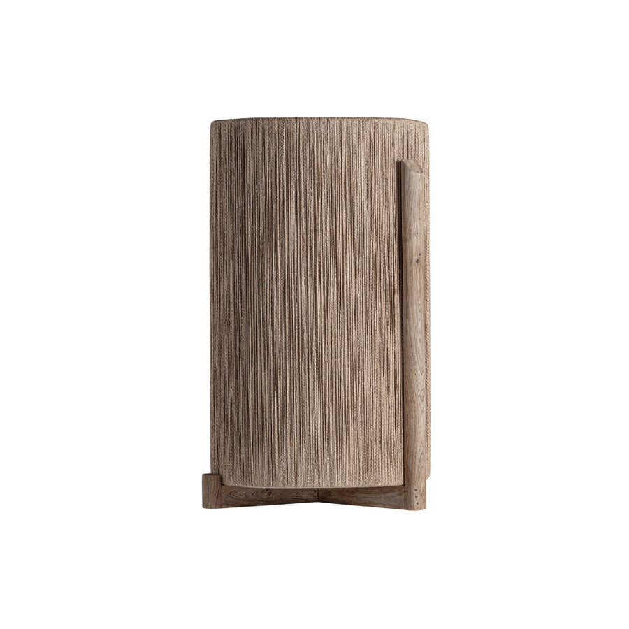 Natúr mangófa és raffia fonatú Jacquard dekor kaspó – frontális nézet