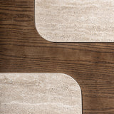 Travertin és tölgyfa találkozása – dekoratív illesztés, loft stílus