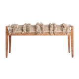 Natúr mangófa pad pamut–juta kárpitozással – frontális nézet, 110 cm, törzsi stílus