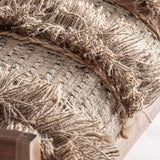 Pamut és juta textúra részlet – rojtdíszítés és mintázat, természetes földszínek