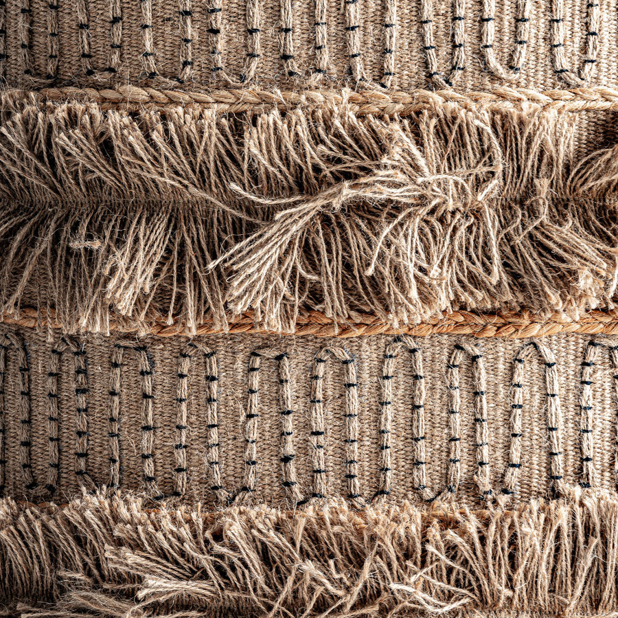 Törzsi mintás pamut–juta szövés – textúrarészlet, boho hangulat