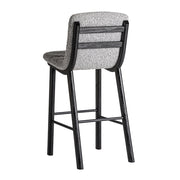 Jacquard bárszék hátulról – fekete nyírfa váz és háttámla merevítések