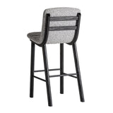 Jacquard bárszék hátulról – fekete nyírfa váz és háttámla merevítések