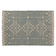 Kék és bézs juta-pamut szőnyeg 300x200 cm – teljes felülnézet, Kozakura kollekció