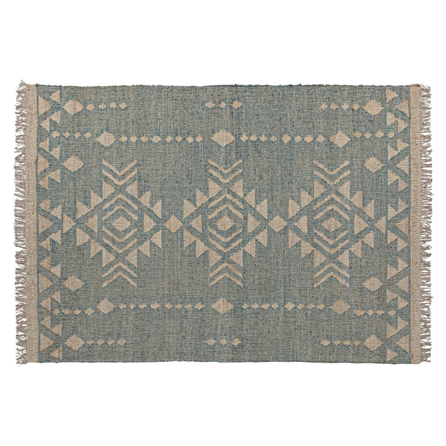 Kék és bézs juta-pamut szőnyeg 300x200 cm – teljes felülnézet, Kozakura kollekció