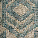 Kozakura szőnyeg részletfotó – kék juta és bézs pamut szövetszerkezet