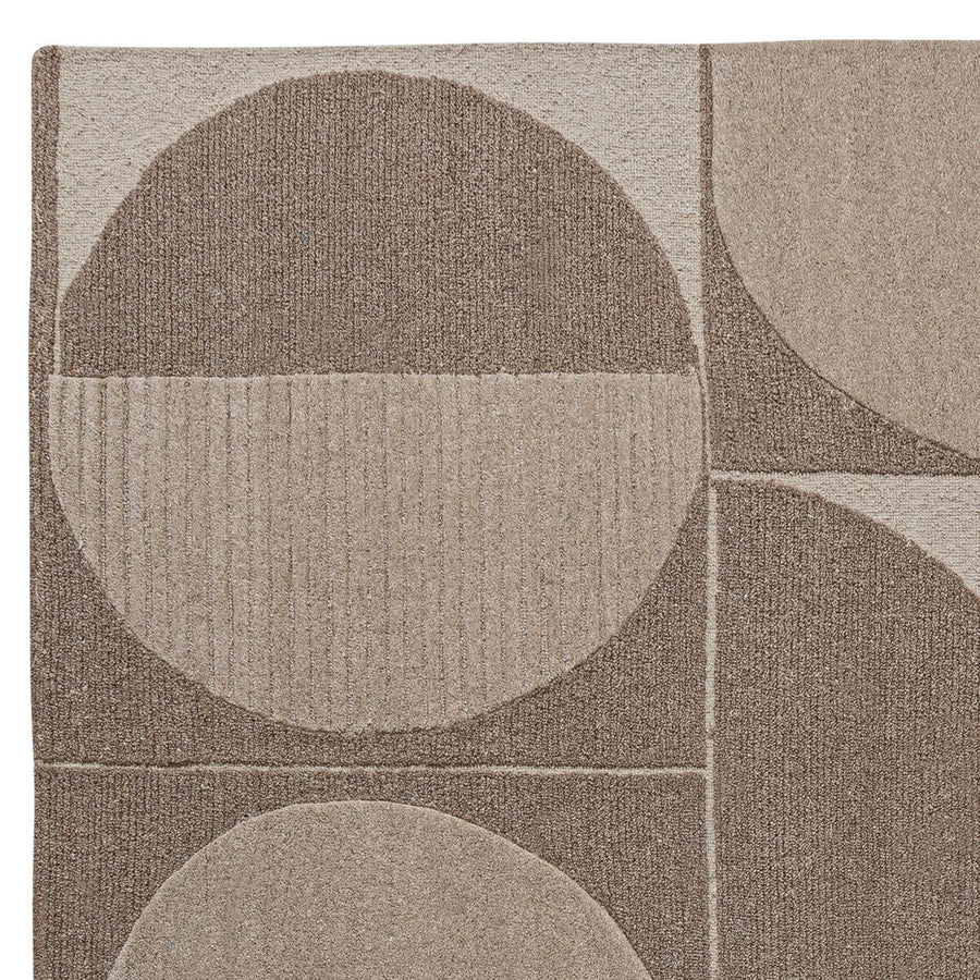 Bézs geometrikus szőnyeg részlet – köríves mintázat, Nohara kollekció