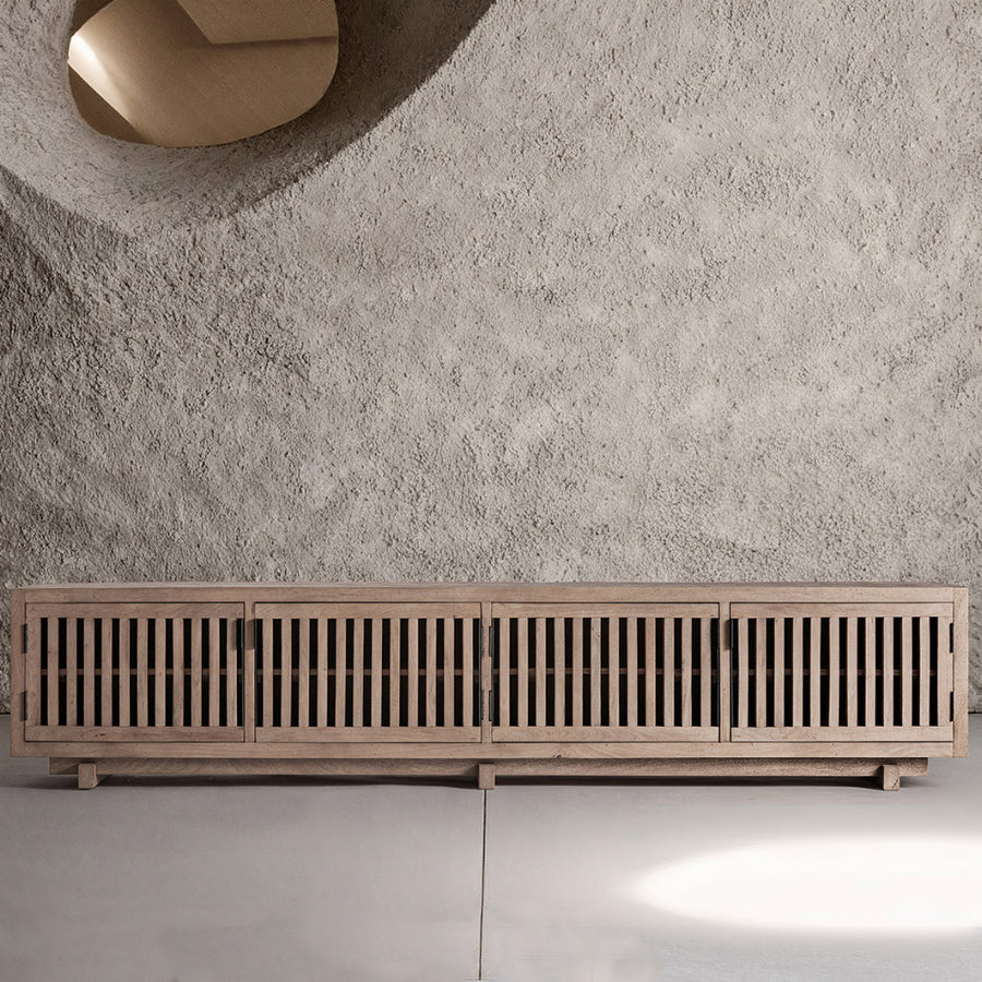 Gàbia mangófa TV-állvány modern enteriőrben