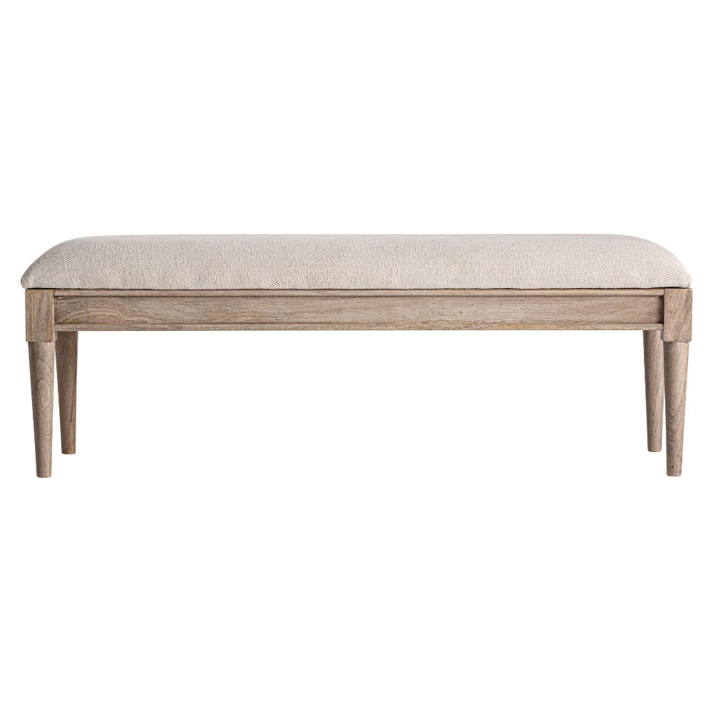 Natúr mangófa pad bézs juta kárpittal – frontális nézet, Verac kollekció, 180 cm