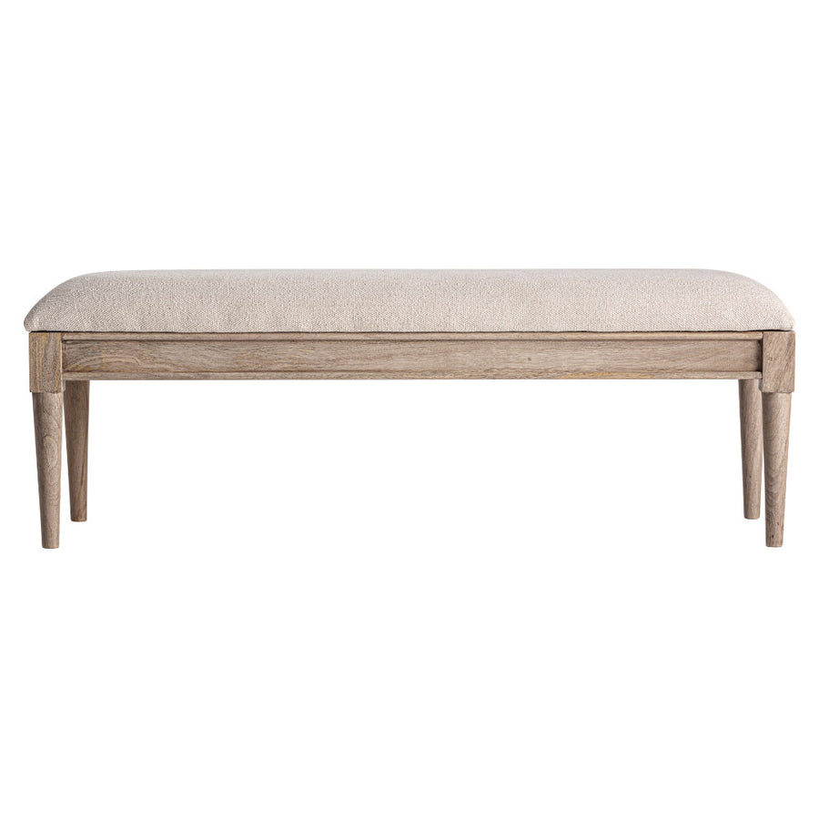 Natúr mangófa pad bézs juta kárpittal – frontális nézet, Verac kollekció, 180 cm