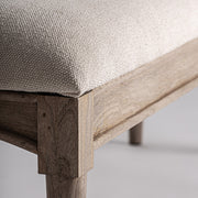 Juta kárpitozás részletfotó – natúr mangófa kerettel, Verac pad