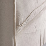 Bézs vászon fotel ülőfelület részlete – puha párnázás