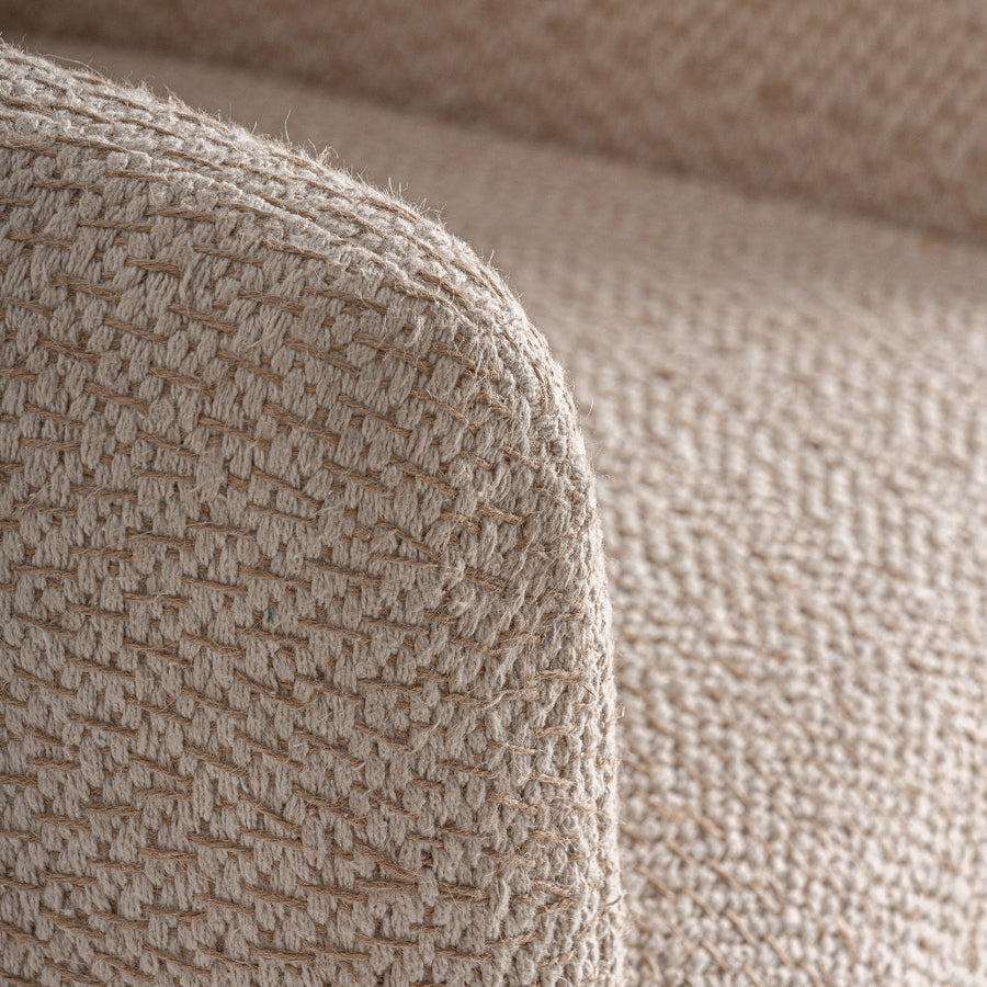 Jutaszőttes kárpit részletfotó – natúr tónusú szövött textúra