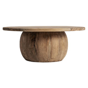 Erloy natúr teakfa dohányzóasztal 90 cm – frontális nézet