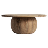 Erloy natúr teakfa dohányzóasztal 90 cm – frontális nézet