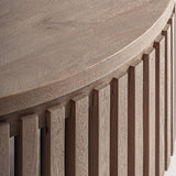 Gàbia dohányzóasztal részletfotó – homokfúvott mangófa asztallap