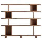 Brusque tölgyfa könyvespolc – frontális nézet, öt polcos kialakítás