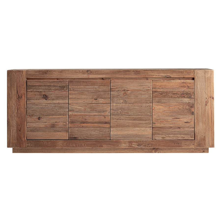 Négyajtós fenyőfa tálaló – frontális nézet, natúr felület, Truel kollekció