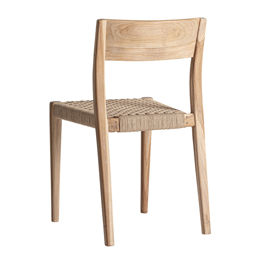 Cean szék – hátsó, perspektivikus nézet, natúr teakfa háttámla