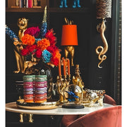 Aranyszínű, nyuszi figurás, glamour stílusú, asztali lámpa.