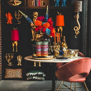 Aranyszínű, nyuszi figurás, glamour stílusú, asztali lámpa.