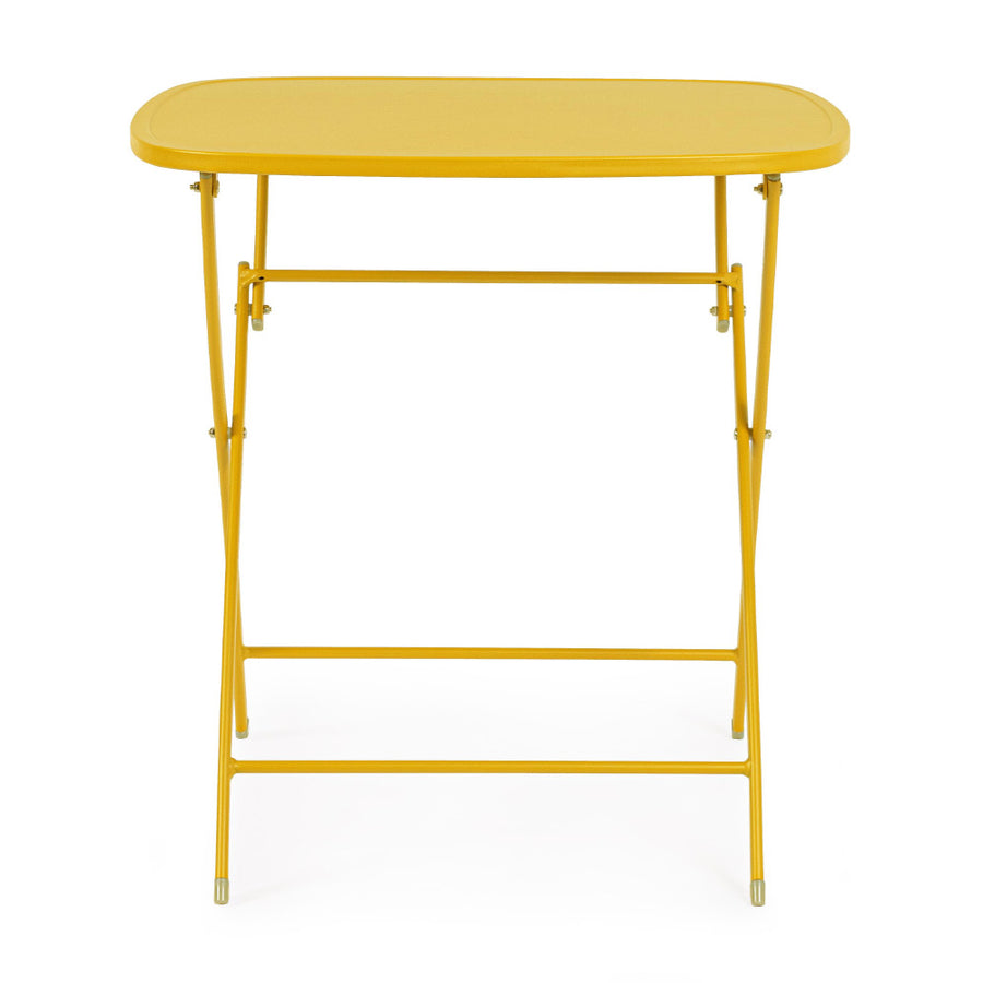 Yvonne sárga összecsukható fém bisztróasztal 70 cm átmérőjű asztallappal