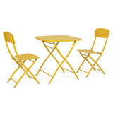Yvonne sárga fém kerti bisztró garnitúra 70 cm átmérőjű asztallal
