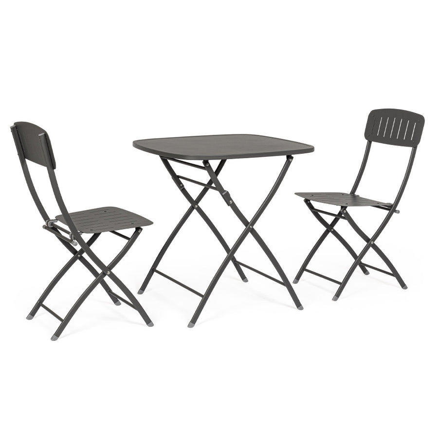 Yvonne fekete összecsukható fém kerti bisztrószett két székkel
