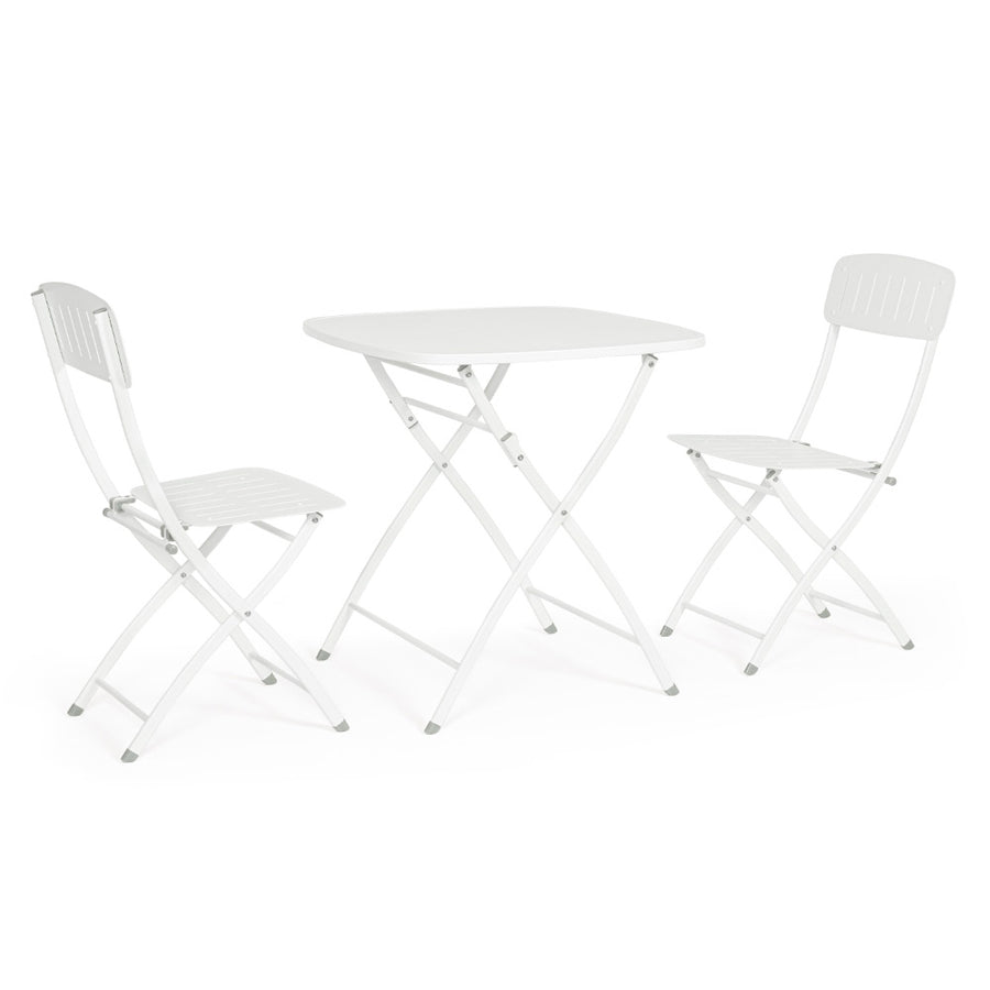 Yvonne fehér fém erkély bútor szett összecsukható asztallal és székekkel