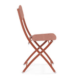 Yvonne korall színű összecsukható fém kerti szék oldalnézetből