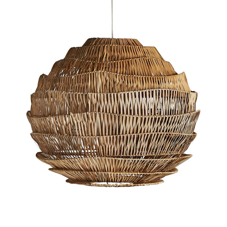 Gömb formájú, kaptárszerű kézműves design függeszték lámpa.