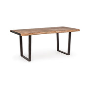 Akácfából és acélból készült étkezőasztal.