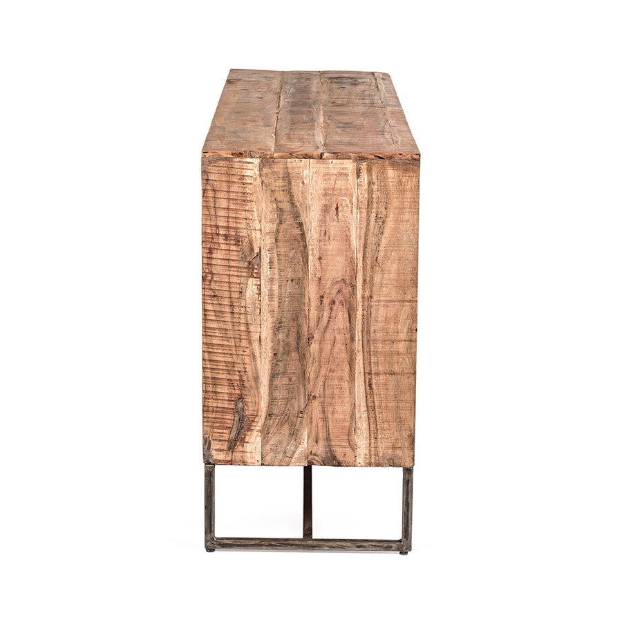 Akácfából és acélból készült tálaló.