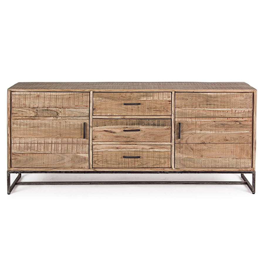 Akácfából és acélból készült tálaló.