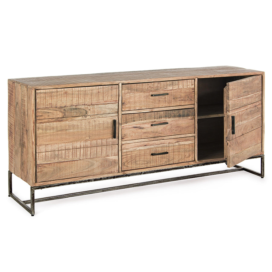 Akácfából és acélból készült tálaló.