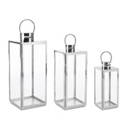 Ezüstszínű rozsdamentes acélból készült, 3 darabos lámpásszett.