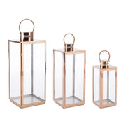 Rézszínű rozsdamentes acélból készült, 3 darabos lámpásszett.