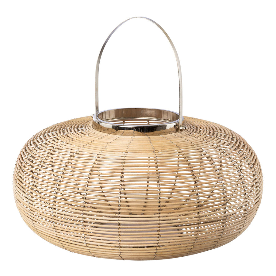 Natúr színű fűzfavesszőből készült, kézműves lámpás.