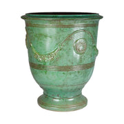 Smaragdzöld színű, anduze kerámiakaspó.