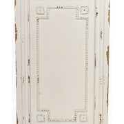 Patinás, antikolt felületű,, kazettákkal és stukkókkal díszített, fenyőfából készült krémszínű falpanel.